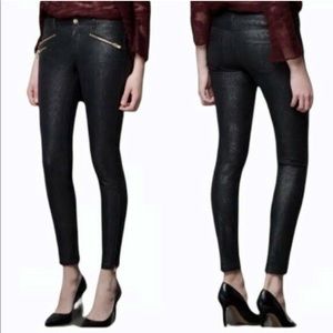 Zara Faux Snakeskin Zipper Ankle Pants